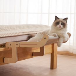 One-Step Cat Bed for Window sill & Bedside;Cat Window Perches ; Sliding Clamping Slot Adjustment Cat Hammock (Color: White fluffy)