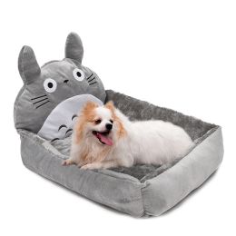 Fashion House Cartoon-Design Sofa Soft Warm Cotton Nest Pet Dog Beds Puppy Kennel (Color: Grey)