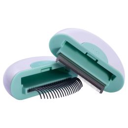 Pet Life 'LYNX' 2-in-1 Travel Connecting Grooming Pet Comb and Deshedder (Color: Green)