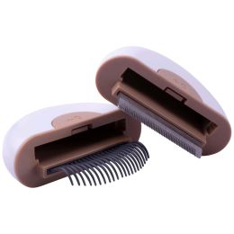 Pet Life 'LYNX' 2-in-1 Travel Connecting Grooming Pet Comb and Deshedder (Color: Brown)