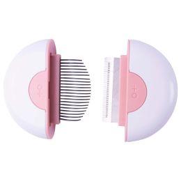 Pet Life 'LYNX' 2-in-1 Travel Connecting Grooming Pet Comb and Deshedder (Color: Pink)